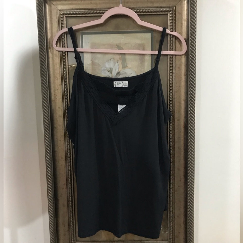 Black Lace-Trim Camisole Top
